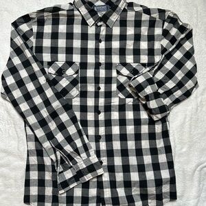 Black and White Checkered Men's Casual Button Down Shirt